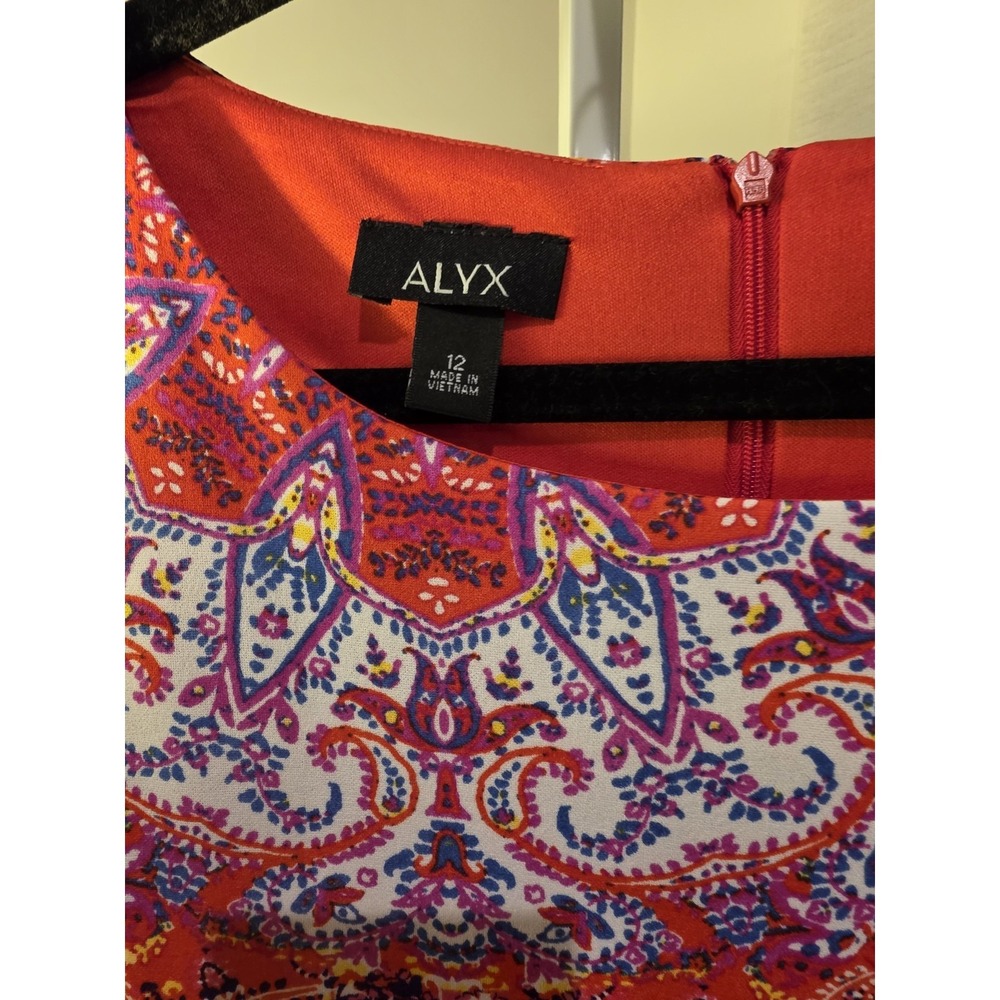 Fuschia Multicolor Floral Womens Sz 12 Shift Dress Sleeveless Boho Knee Length - Picture 12 of 16